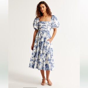 Abercrombie & Fitch Blue Floral Midi Dress